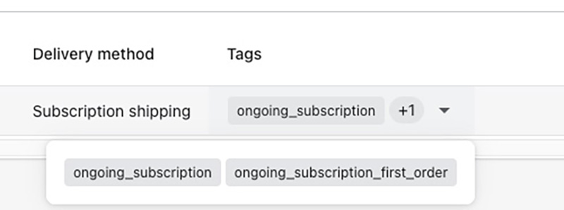shopify order tags subscriptions view