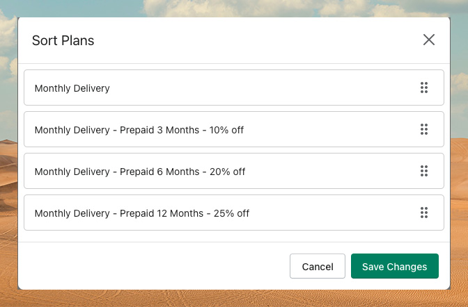 Ongoing New Feature: Sort Order of Subscription Plans