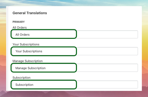 translatable customer portal subscriptions shopify ongoing