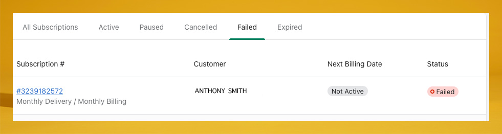 failed billing attempts flow ongoing subscriptions