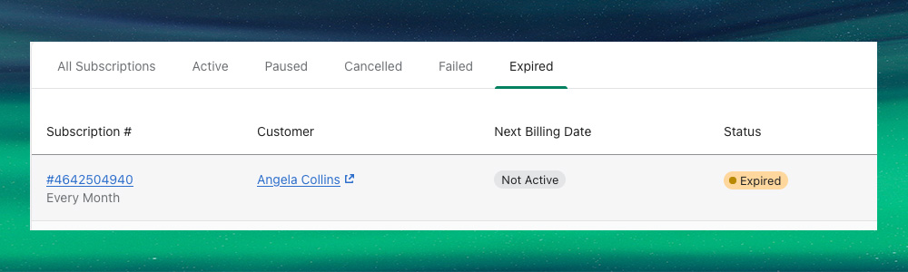 expired status ongoing subscriptions recurring billing
