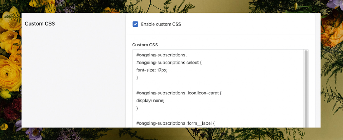 ongoing shopify subscriptions app custom css