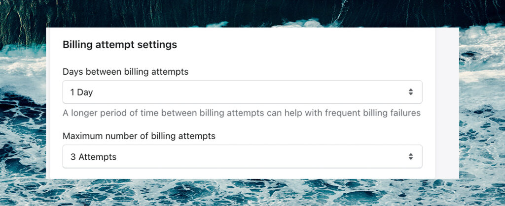 failed billing attempts ongoing subscriptions controls