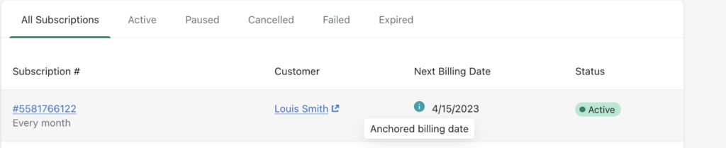anchored billing icon subscriptions ongoing